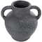 10.5" Black Ceramic Textured Whitewashed Vase with Handles